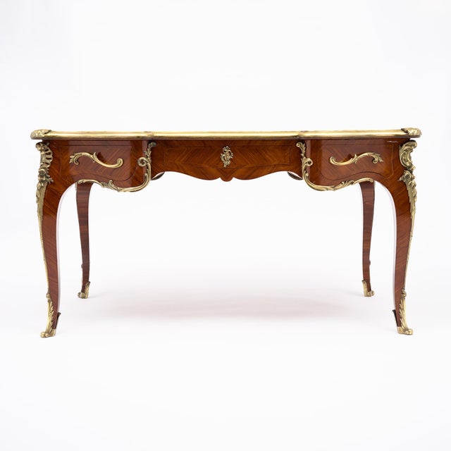 French Louis XV Style Ormolu-Mounted Bureau Plat, in the Manner of François Linke, Circa 1900 For Sale - Image 4 of 9