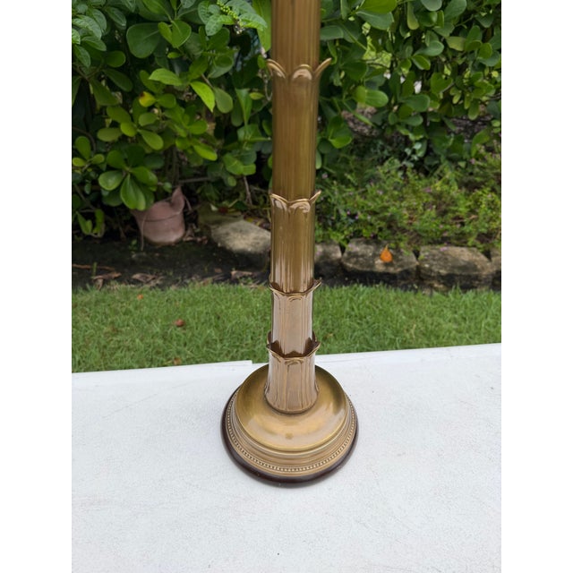 Metal Vintage Frederick Cooper Torchère-Style Brass Table Lamp With Original Shade For Sale - Image 7 of 12