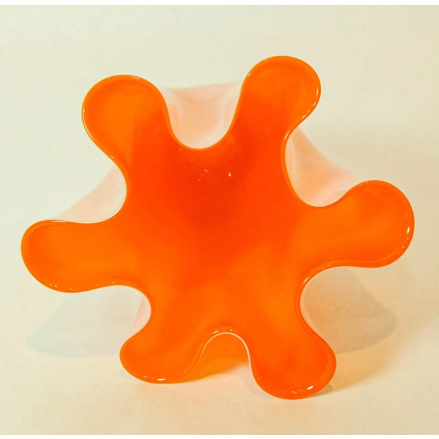 Tangerine Italian Murano Style Vase Orange Freeform Handkerchief 1970s For Sale - Image 8 of 12