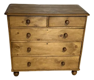 Antique Pine Two Over Three Drawers - Chest of Drawers From England