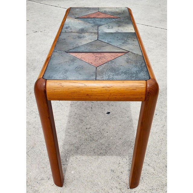 Mid-Century Modern MCM Gangsø Møbler Slate Tile & Teak Console Table 1970s Danish Modern For Sale - Image 3 of 13