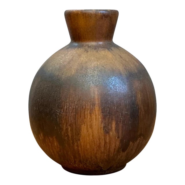 Vintage Brown Glazed Ceramic Vase For Sale