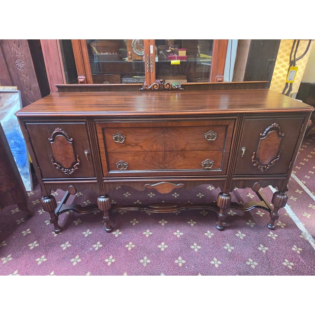 Antique 1920s Jacobean Spanish Revival Walnut Sideboard For Sale - Image 12 of 12