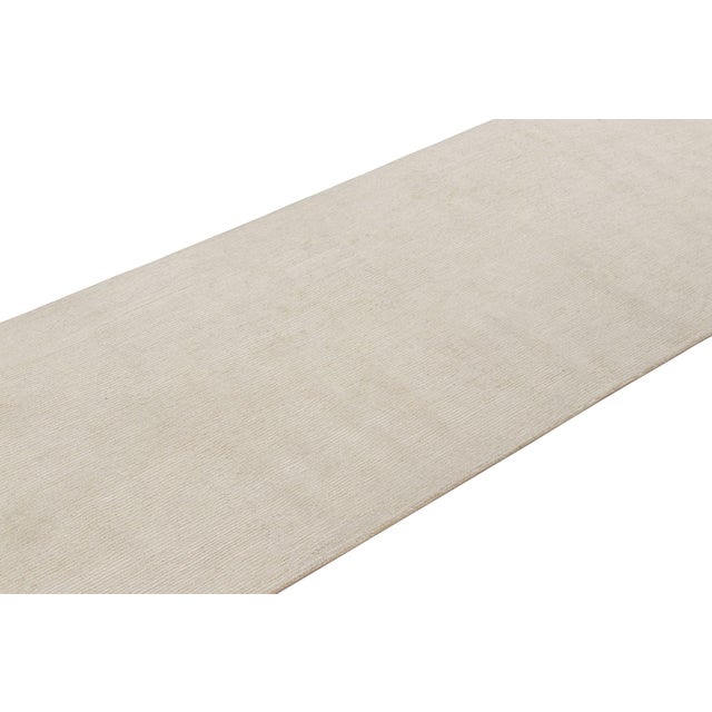 Modern Rug & Kilim’s Extra-Long Runner Rug in Textured Monochrome White Tones & Striae For Sale - Image 3 of 7