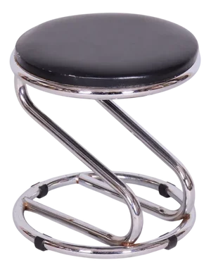 Bauhaus Stool in Chrome-Plated Steel & Leatherette, Geman, 1950s