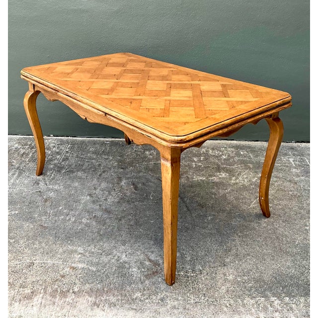 Vintage Parquet Inlay Extendable Dining Table For Sale - Image 12 of 12