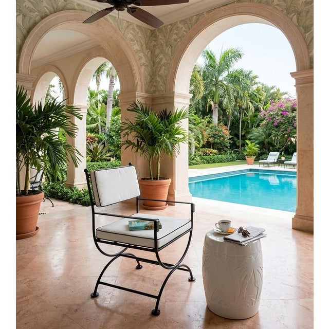 2000 - 2009 Vintage Neoclassical Style Wrought Iron Outdoor Lounge Chair For Sale - Image 5 of 10