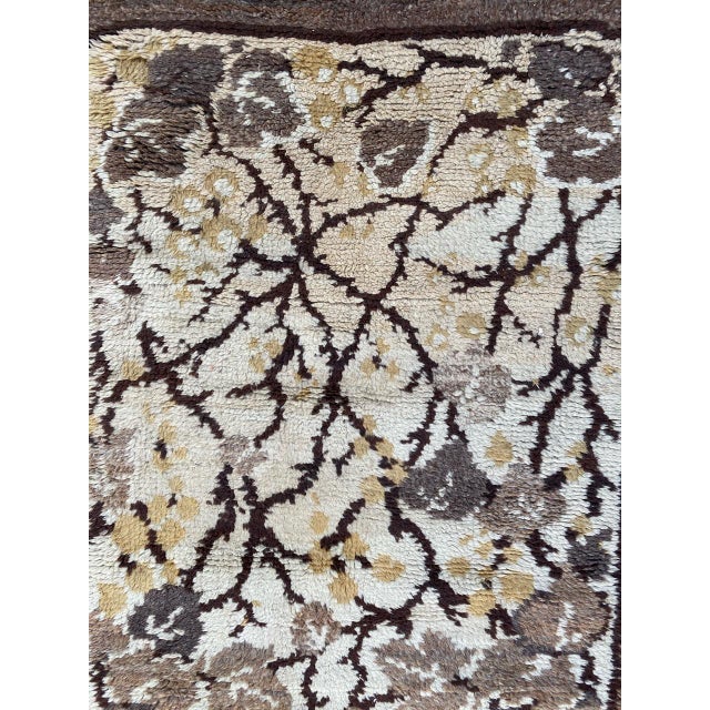 Beautiful and decorative early 20th Century rug with an Art Deco design and grey, yellow, beige and brown colors, entirely...