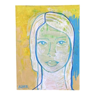“Jenny” Contemporary Mixed Media Painting on Canvas Board by Cassandra Auker For Sale