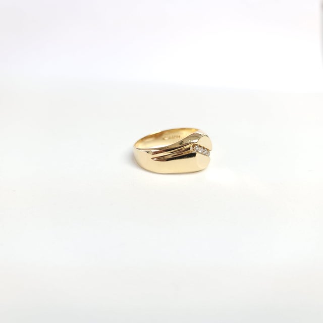 Contemporary Diagonal Diamond Wedding Ring .10cttw 14k Yellow Gold, Size 12 For Sale - Image 3 of 5
