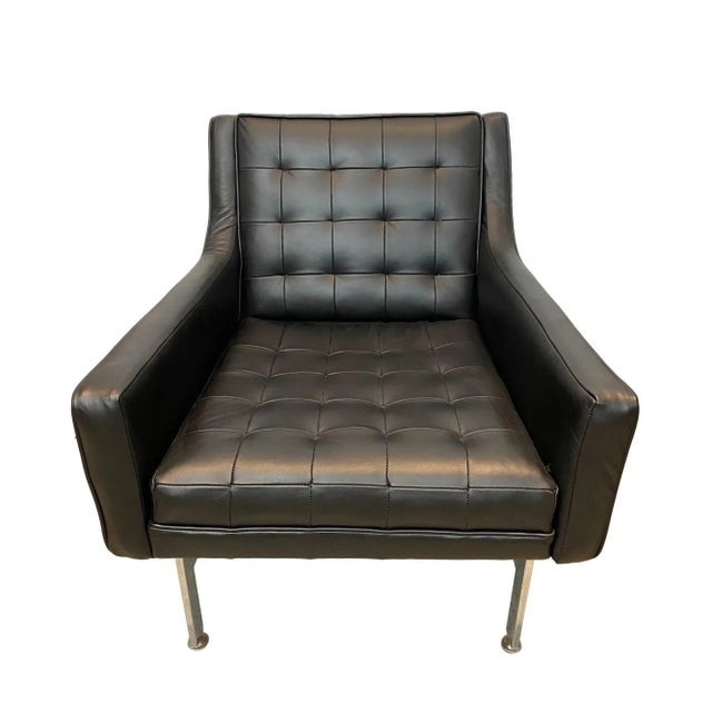 Pair of Mid-Century Modern Lounge Chairs (Bergeres), on chrome bases, ca. 1970, newly upholstered in the absolute finest...