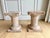 Architectural, sculptural, and endlessly versatile, this pair of vintage carved wood side tables transforms one of...