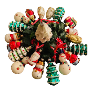 Vintage Lot of European Christmas Ornaments Figurines Blown Glass