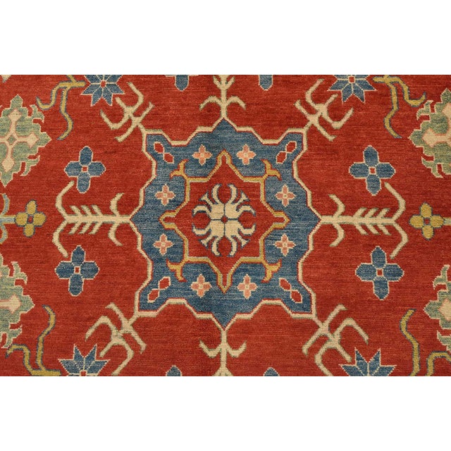 Kazak Rug 8’6” X 13’4” Red Wool Tribal Hand-Knotted Oriental Carpet For Sale In Philadelphia - Image 6 of 15