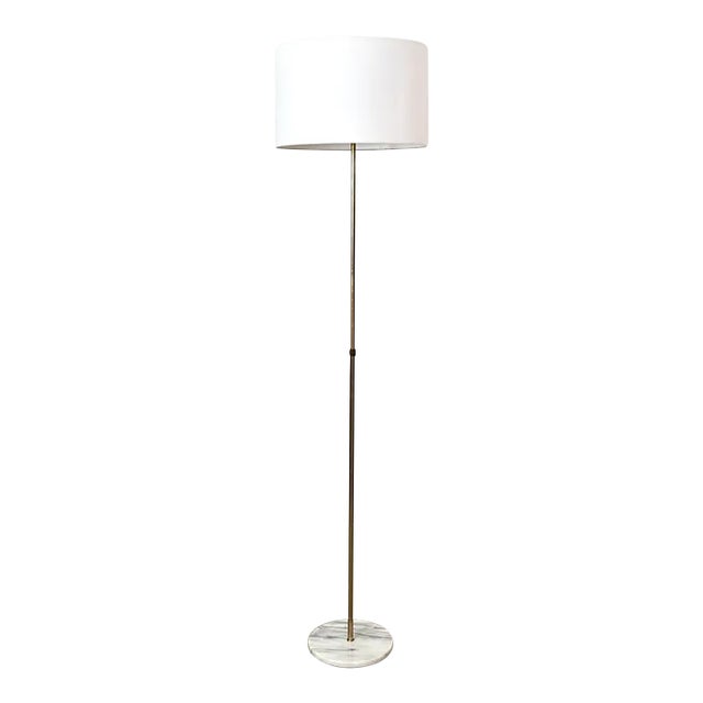 1960’s Hollywood Regency Brass & Marble Extendable Floor Lamp For Sale