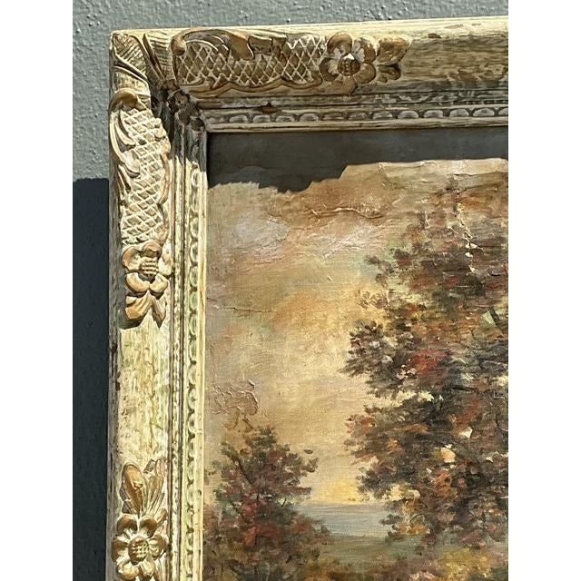 Wood Vintage Original Landscape Oil on Canvas For Sale - Image 7 of 12