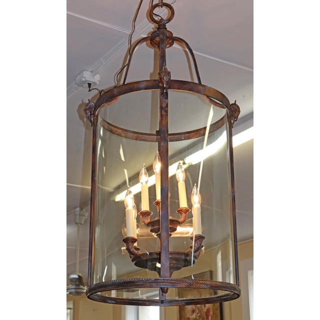 Monumental 10 Light Patina Bronze Lantern Chandelier For Sale - Image 10 of 12