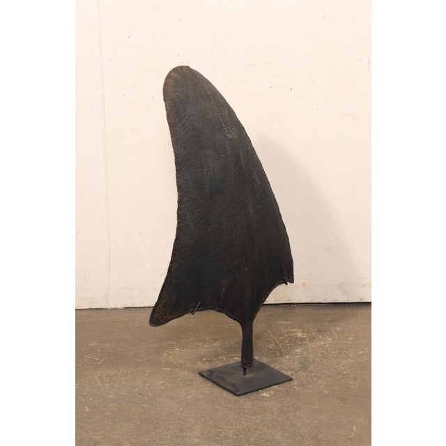 Coffee Mid 20th Century Nagaland Tribal Rain Shield on Custom Stand For Sale - Image 8 of 11