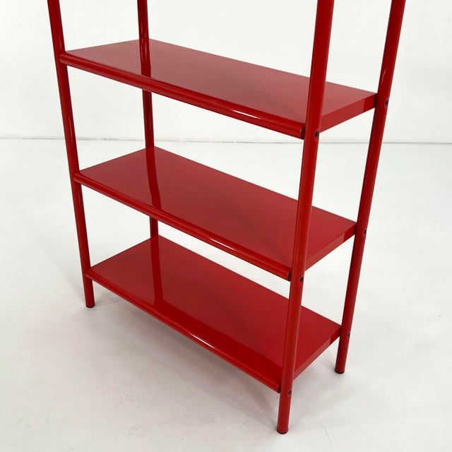Red Tubular Standing Shelf, 1980s For Sale - Image 6 of 8