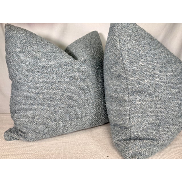 Transitional Kravet Couture Boucle in Blue 22" Pillows-a Pair For Sale - Image 3 of 3