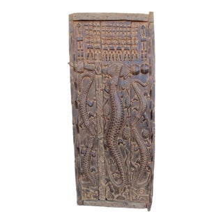 Vintage Dogon Granary Crocodiles Door Mali African 72" H For Sale