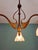 Antique Art Nouveau Chandelier in Brass and Scalloped Frosted Glass, 1890s For Sale - Image 6 of 16