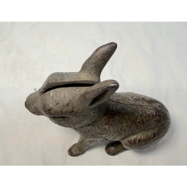 Antique 1920's Cast Iron Bunny Rabbit Animal Still Coin Bank – A.c. Williams For Sale - Image 4 of 9