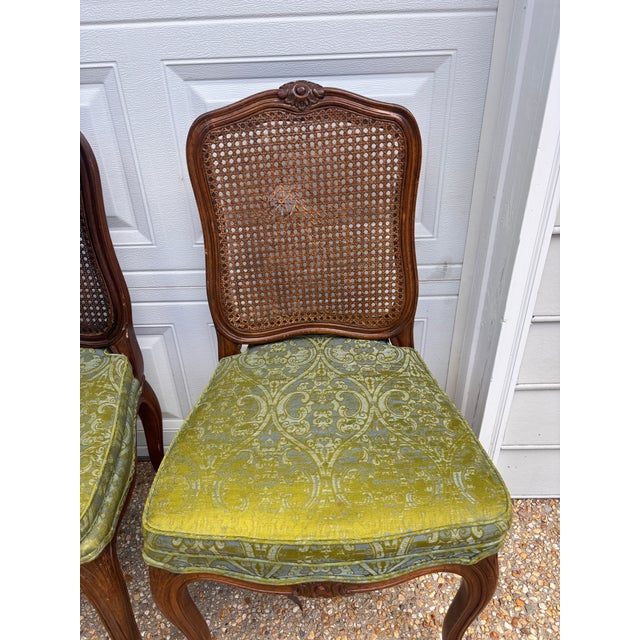 French Provincial Mid Twentieth Century Set of Four Country French Cane-Back Dining Side Chairs by Richard Wheelright For Sale - Image 3 of 8