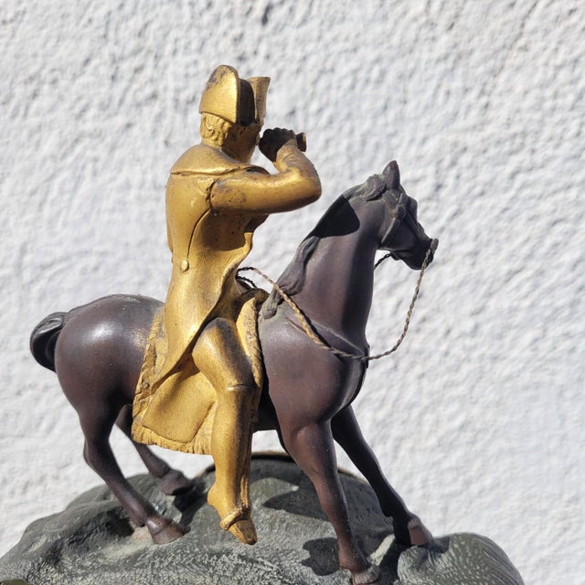 Double-Patinated Bronze Clock with Napoleon on Horseback, 19th Century For Sale - Image 12 of 17
