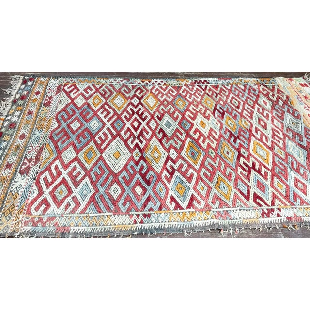 Mid 20th Century Vintage Handmade Moroccan Flat Weave/Kilim,#17420, 4'9" X 8'1" For Sale In Chicago - Image 6 of 13