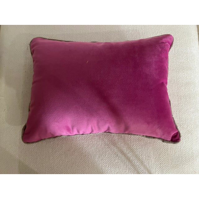 Mid 19th Century Mid 19th Century Italian Hand Embroidery Pillow With Metal Gold Wire on Magenta Velvet For Sale - Image 5 of 7