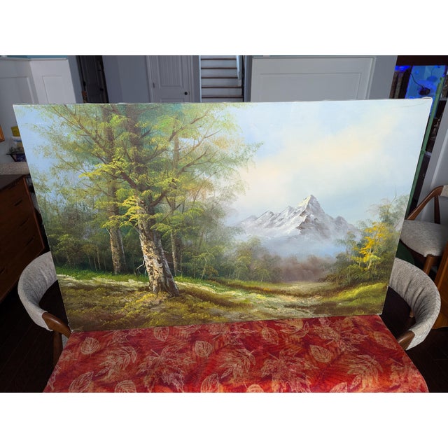 Green 1970s Vintage Original Alpine Mountain Landscape Painting Signed Balla / Bella For Sale - Image 8 of 13