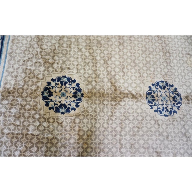 1920s 1920s Traditional Antique Beige Chinese Animal Geometric Knotted Gallery Rug For Sale - Image 5 of 8