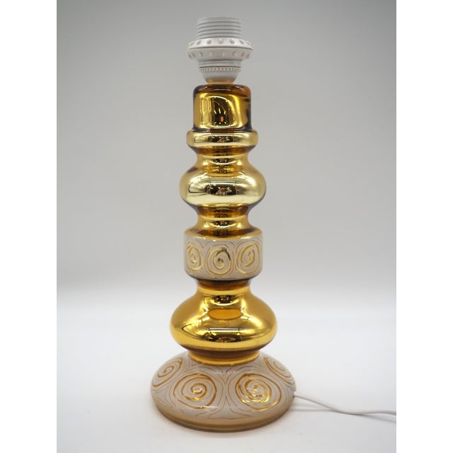 Vintage Golden Glass Table Lamp from Rosdala Glass Works, Sweden, 1970s For Sale - Image 10 of 10