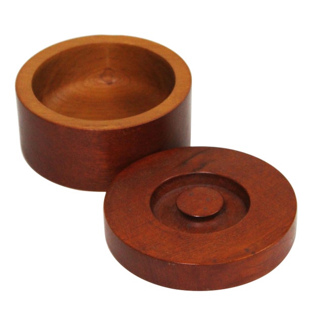 Mid-Century Modern Solid Teak Lidded Container, Made in Denmark For Sale - Image 3 of 6