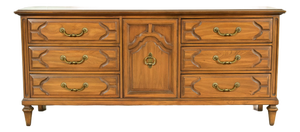 Henredon Style French Regency Louis XVI Carved Fruitwood Long Dresser or Credenza, Circa 1960s