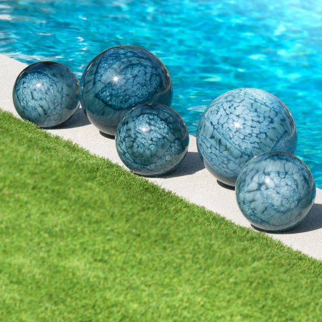 Jamie Young Cosmos Glass Balls in Teal - Set of 2 For Sale - Image 12 of 12