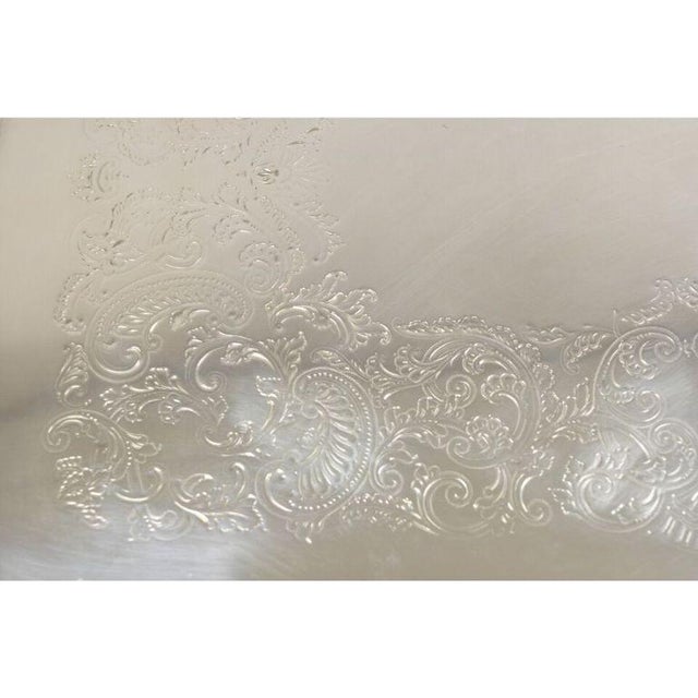 Metal Antique English Victorian Silver Plated Twin Handle Serving Platter Tray For Sale - Image 7 of 11