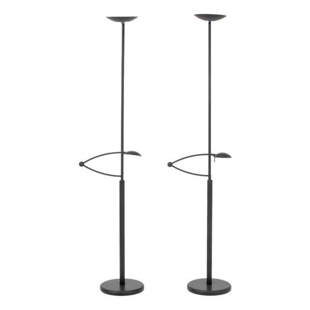 Estiluz Black Metal Adjustable Floor Lamps, Pair For Sale