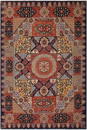 1990s Shabby Chic Vintage Mamluk Wool Rug - 9′ × 11′10″