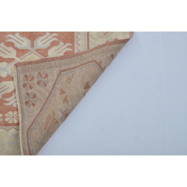 1960s Hand Knotted Orange and Beige Color Wool Natural Runner For Sale - Image 10 of 11