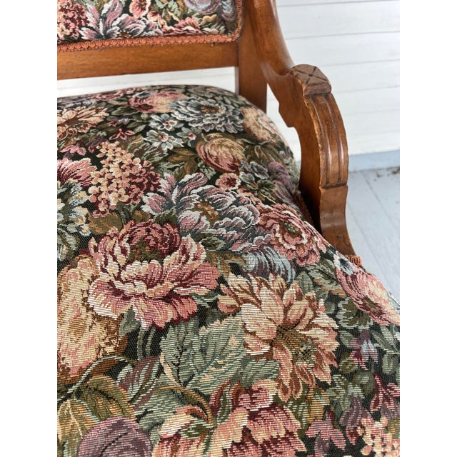 Victorian Burl Wood Detailed Late 19th Century Eastlake Velvet Victorian Chair For Sale - Image 3 of 5