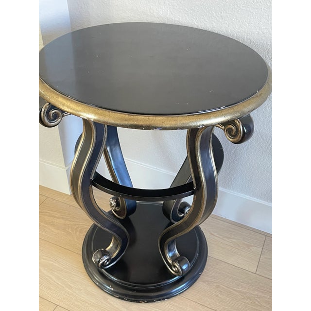 Mid 20th Century Mid 20th Century Hollywood Regency Art Deco Romantic Round Scroll Side Table For Sale - Image 5 of 13