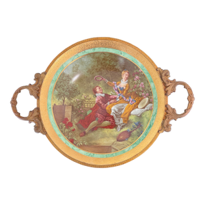 Vintage L’etoile Limoges Fragonard Porcelain Handled Tray 22k Gold France