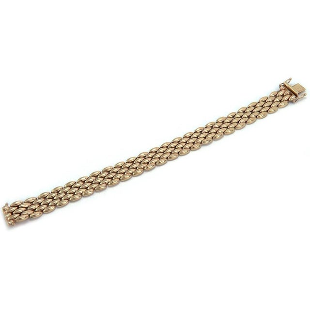 Contemporary Mid 20th Century Five Row 14k Yellow Gold Link Flex Bracelet For Sale - Image 3 of 5