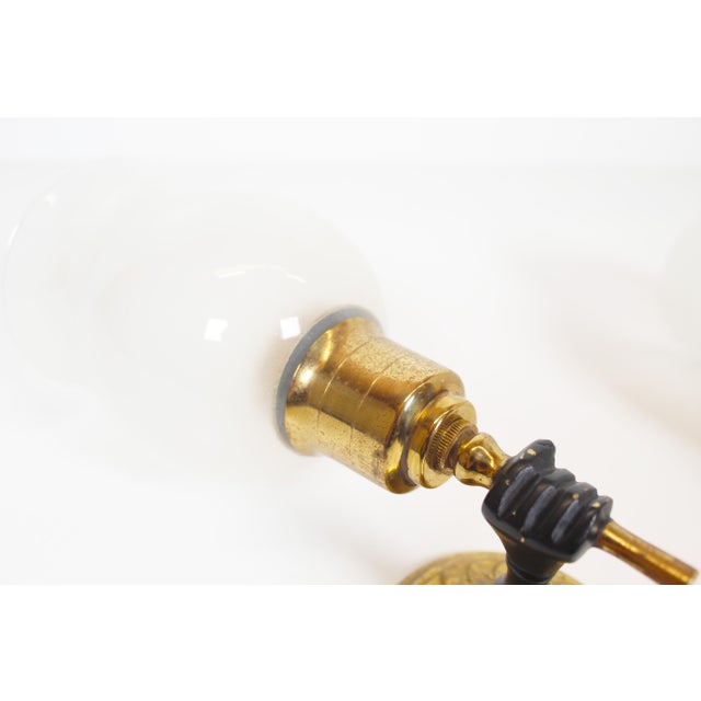 Vintage Brass Torch Holding Hand Wall Sconces, 1950s, Set of 2 For Sale - Image 4 of 9