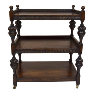 Vintage English Oak Bar Cart For Sale