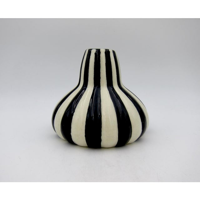 Ceramic Bauhaus Era Velten Vordamm Art Deco Vase Pair in Black and White For Sale - Image 7 of 12