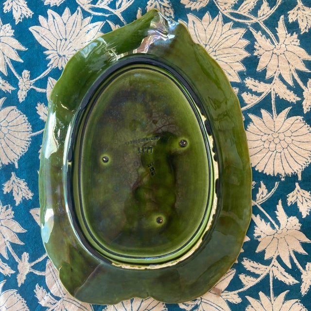 Antique Fern Majolica Dish Platter from Sarreguemines, 1890 For Sale - Image 6 of 8