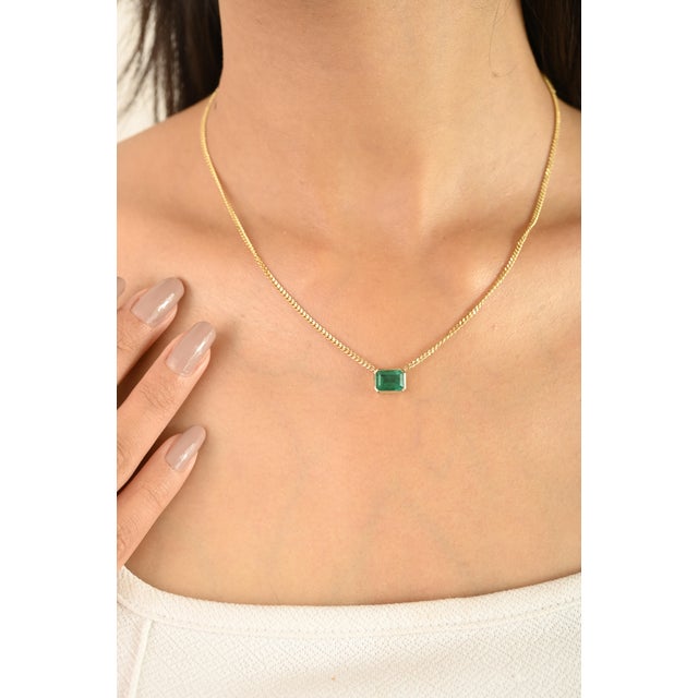 Not Yet Made - Made To Order Natural Zambian Emerald Necklace in 14k Solid Yellow Gold For Sale - Image 5 of 14
